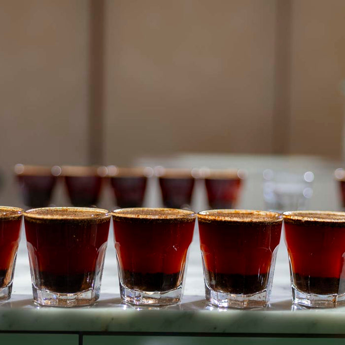 cupping coffee