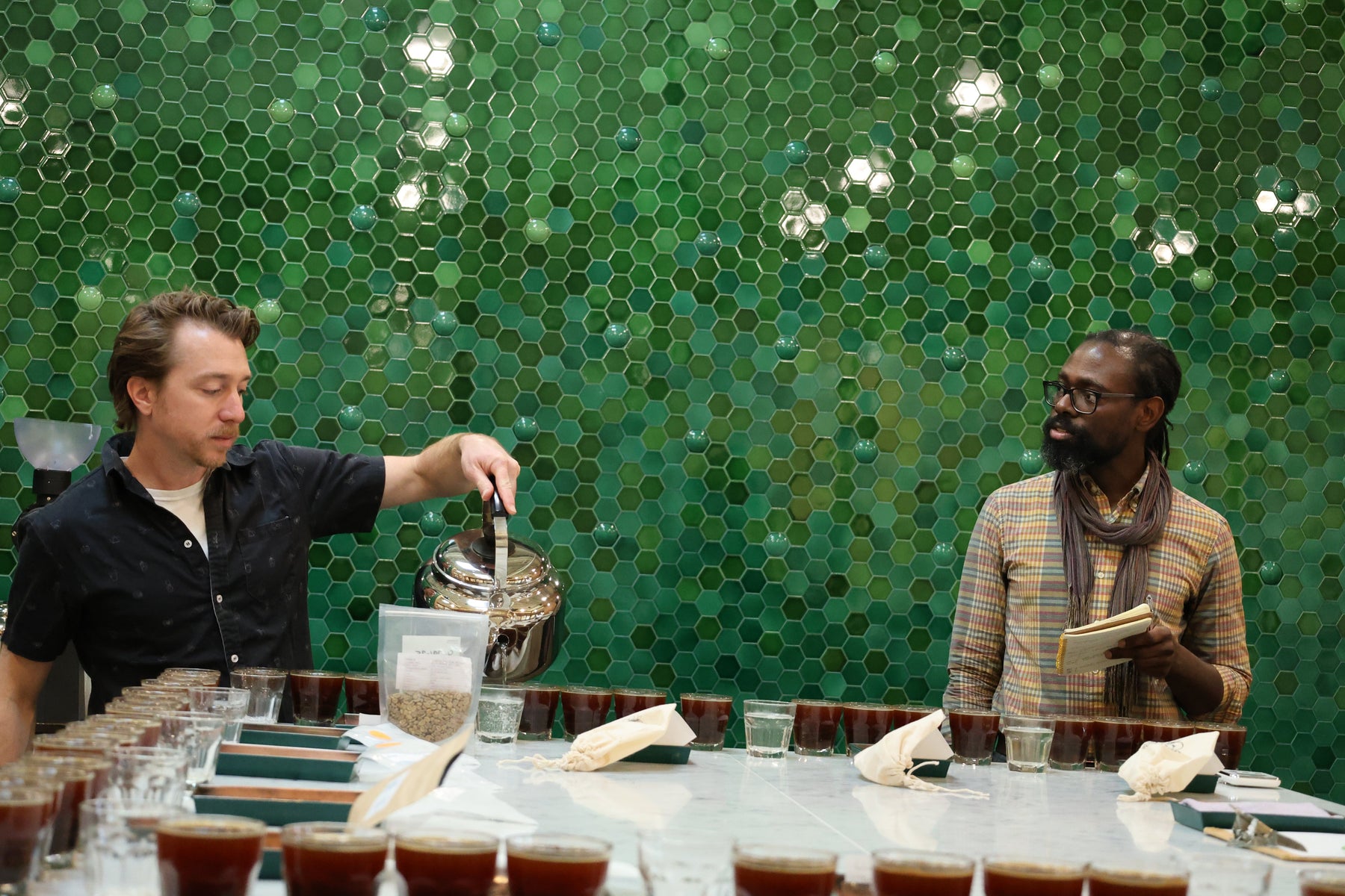 Chris Kornman and Martell Mason cupping at The Crown.