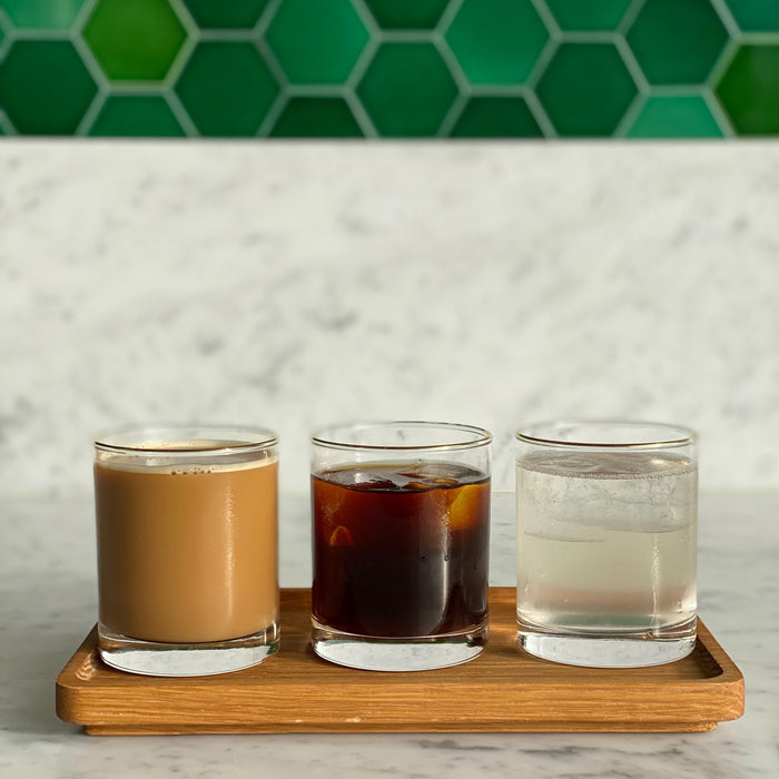 Left Pancake Party Center Cold Brew Right Shrub