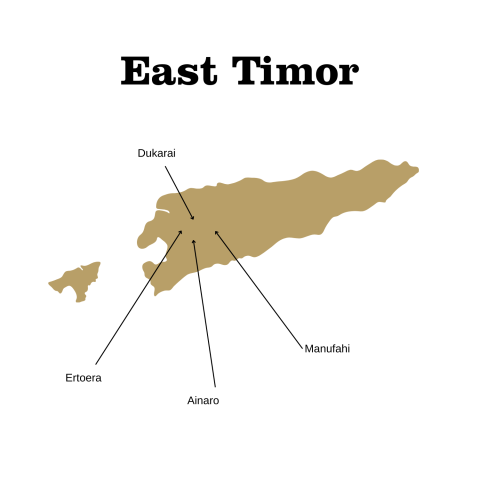 Map of East Timor coffee-growing regions