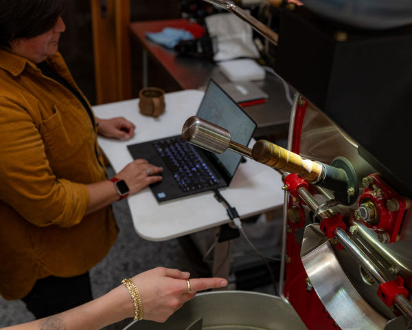 doris teaching how to roast coffee